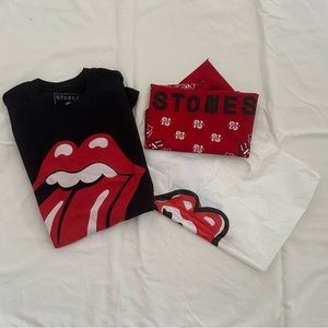 Rolling Stones Official Tshirt, Bandana and Bag